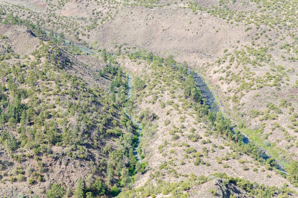 confluence of Bravos River and Rio Grande in Rio Grande del Norte National Monument, Wild Rivers Recreation Area, New Mexico