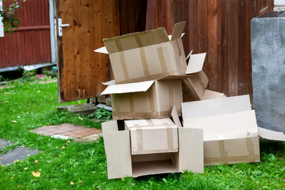 Stack of cardboard boxes outside