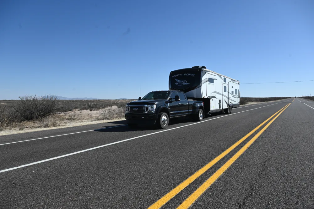 RV towing, image for crosswind safety 