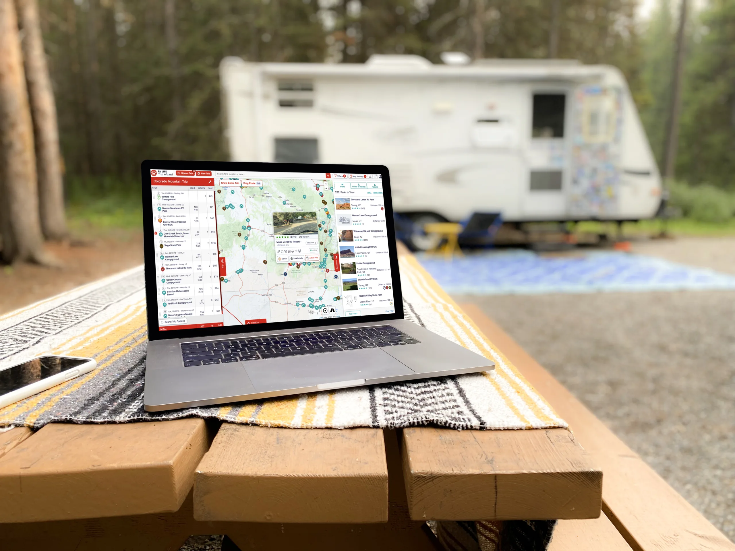 free internet on laptop, in front of RV
