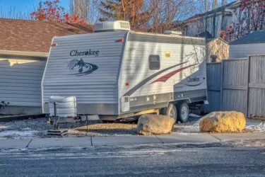 winterizing an RV, trailer stored in driveway