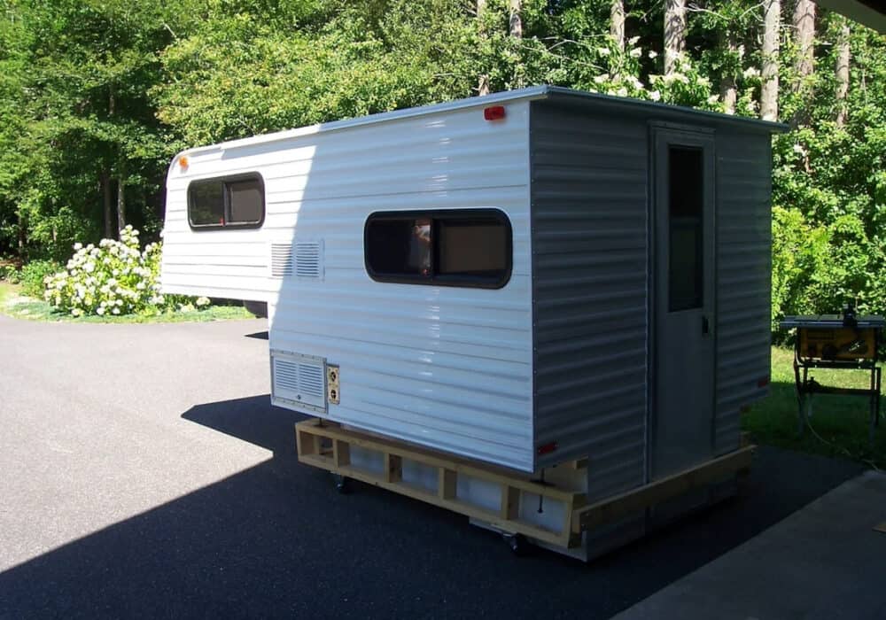 completed exterior of truck camper build