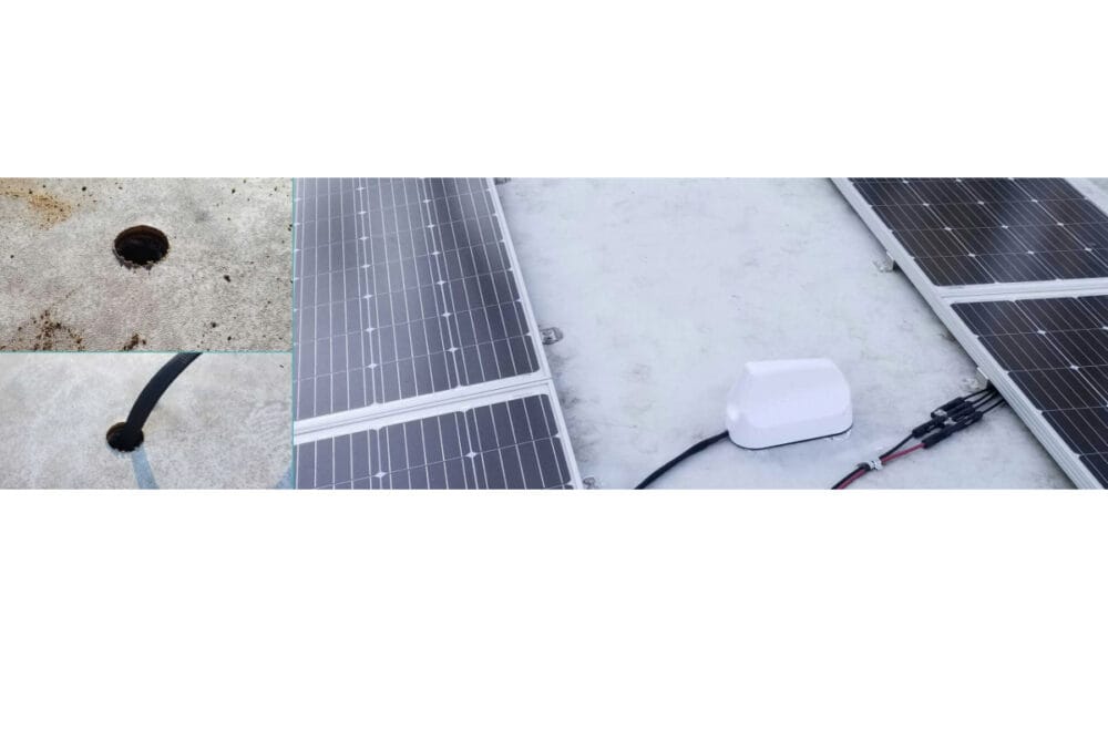 roof of  RV with solar panels and wiring