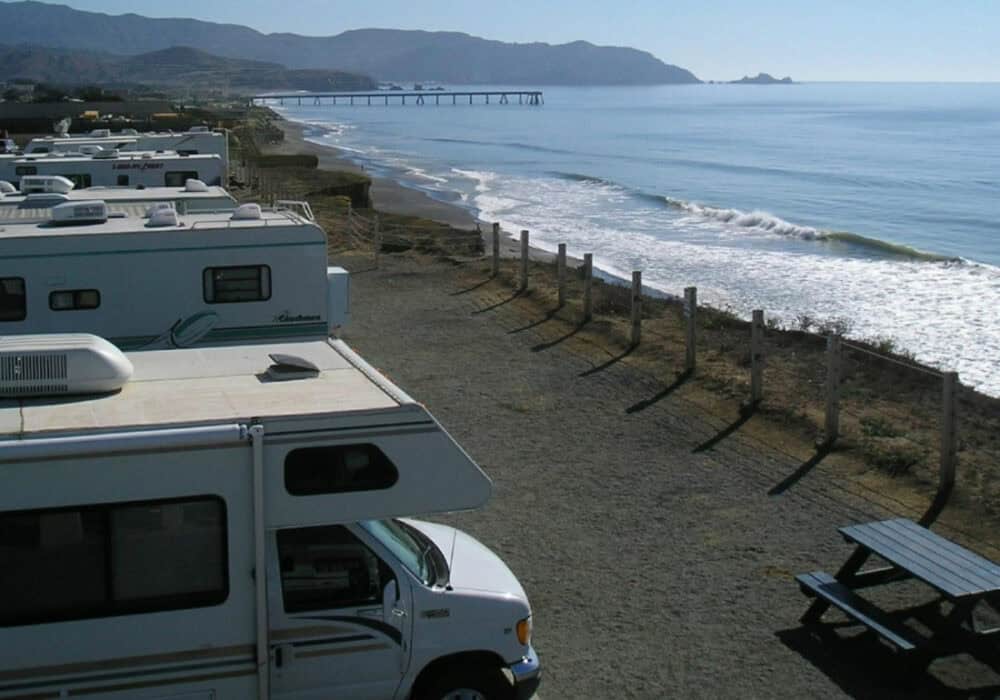 RV sites overlooking Pacific Ocean at San Francisco RV Resort